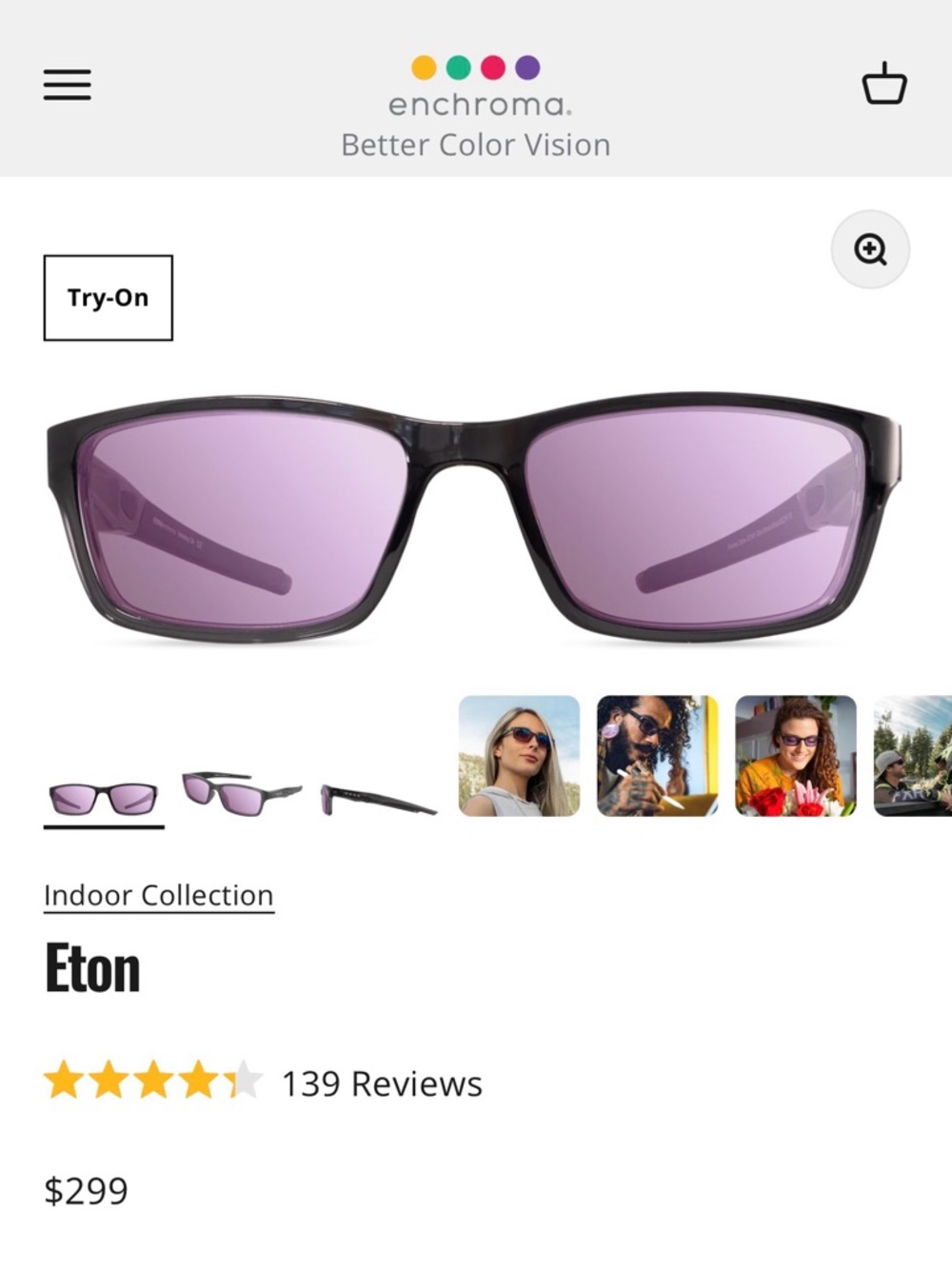 EnChroma Eton Indoor Sunglasses - Purple Lenses